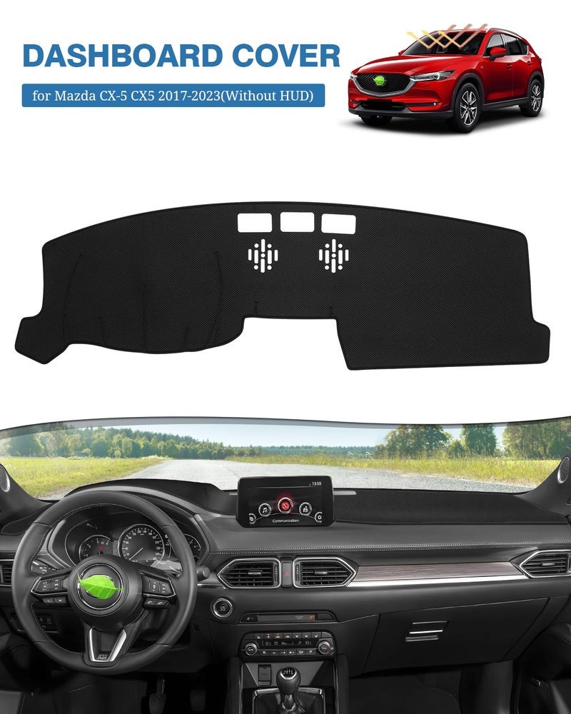 FIILINES Dash Cover for Mazda CX-5 CX5 2017-2025 (Without HUD), Dashboard Mat Cover Sunshade Nonslip Mesh Protector No Glare Accessories Dash Mat Black - Image 2
